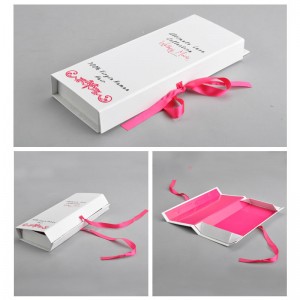 Custom printed paper box with ribbon