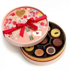Customized Round Chocolate Gift Box Candy Packaging Coated Paper Boxes With Printing