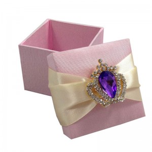 rigid cardboard pink ribbon square folding paper box